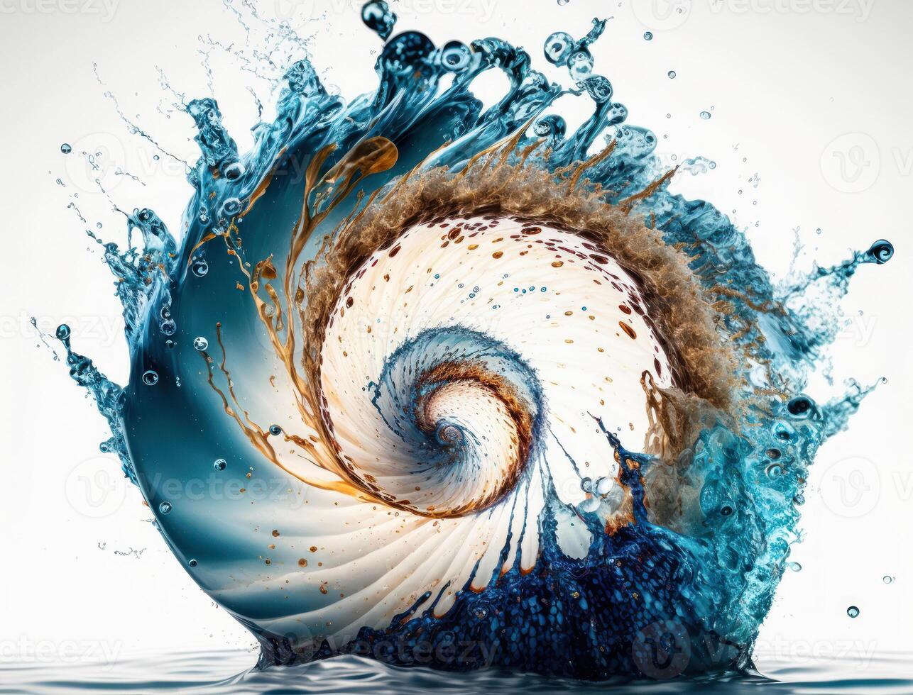 Radial spiral water splash background created with technology photo