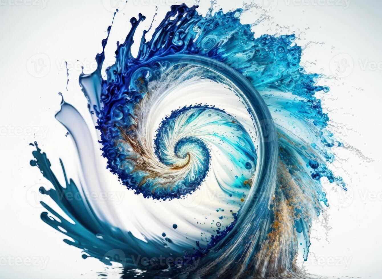 Radial spiral water splash background created with technology photo