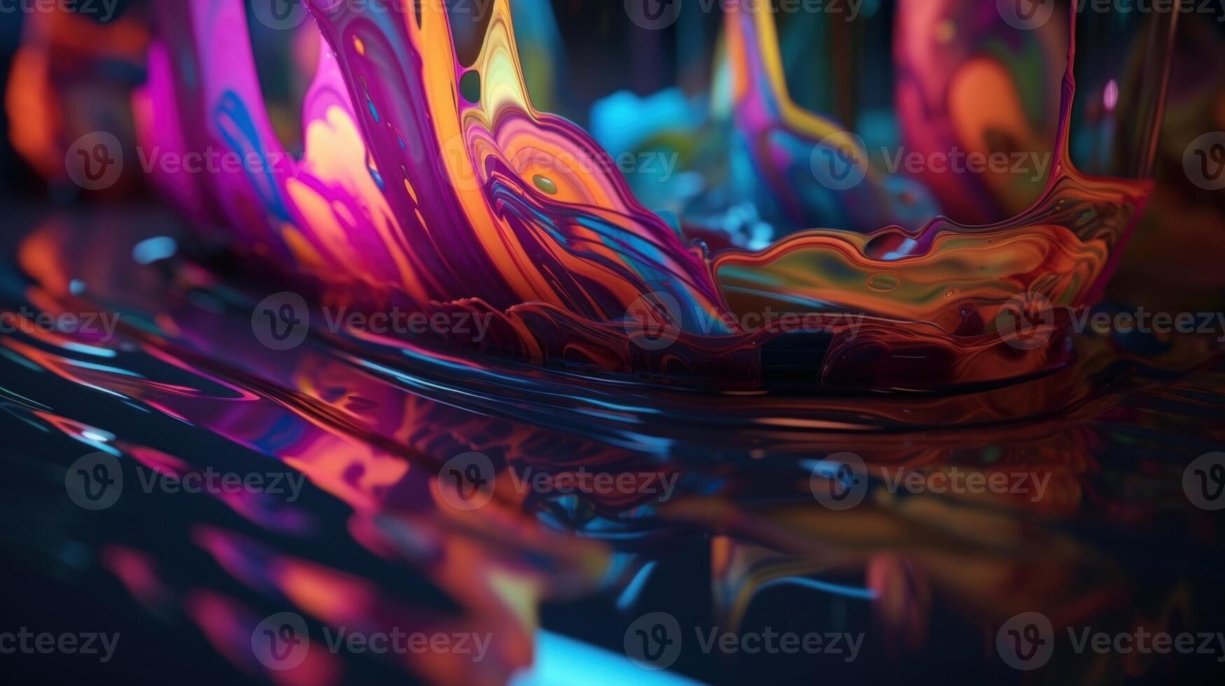 Abstract background, holographic fluid foil, metallic texture. photo