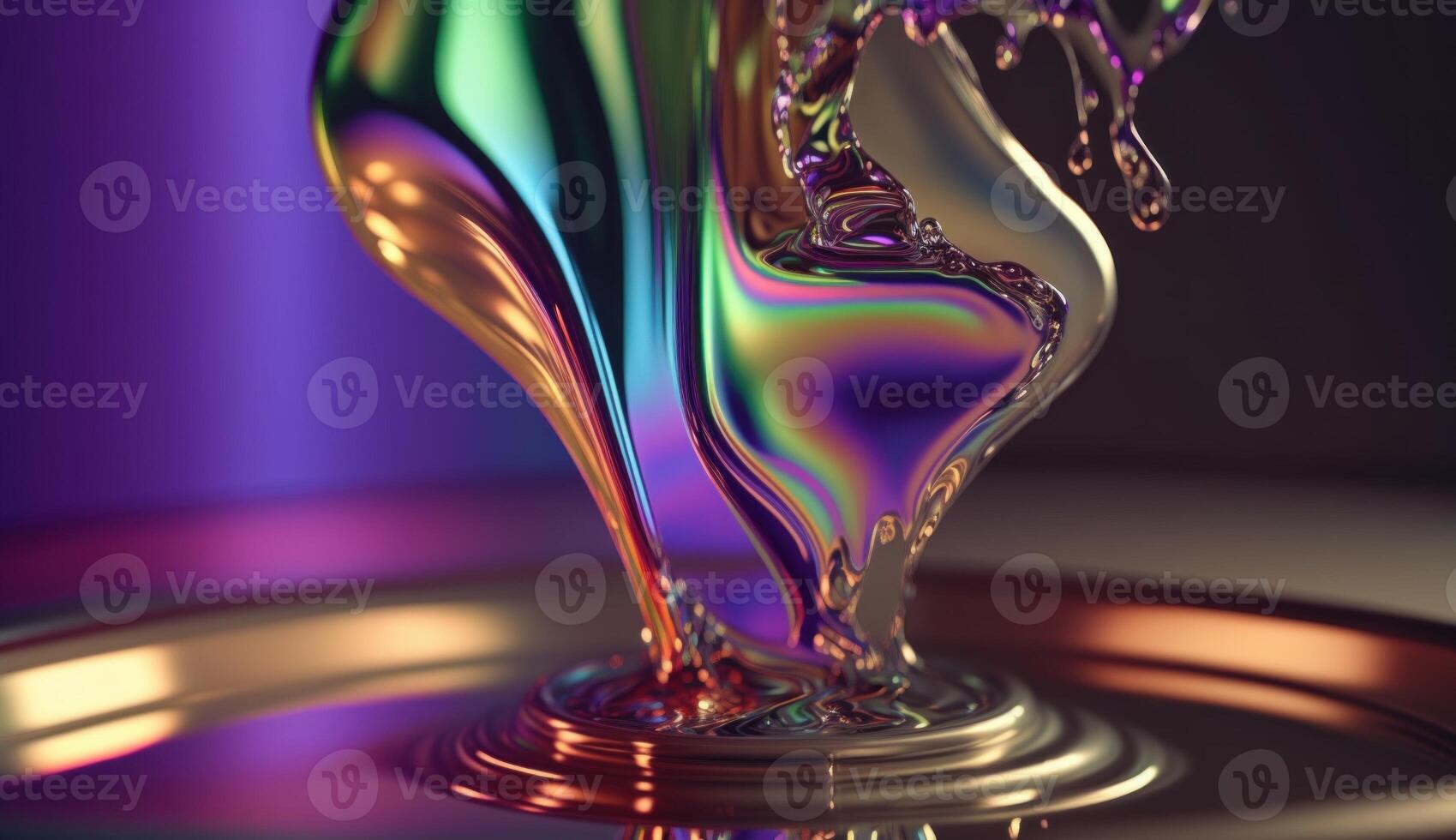 Abstract background, holographic fluid foil, metallic texture. photo