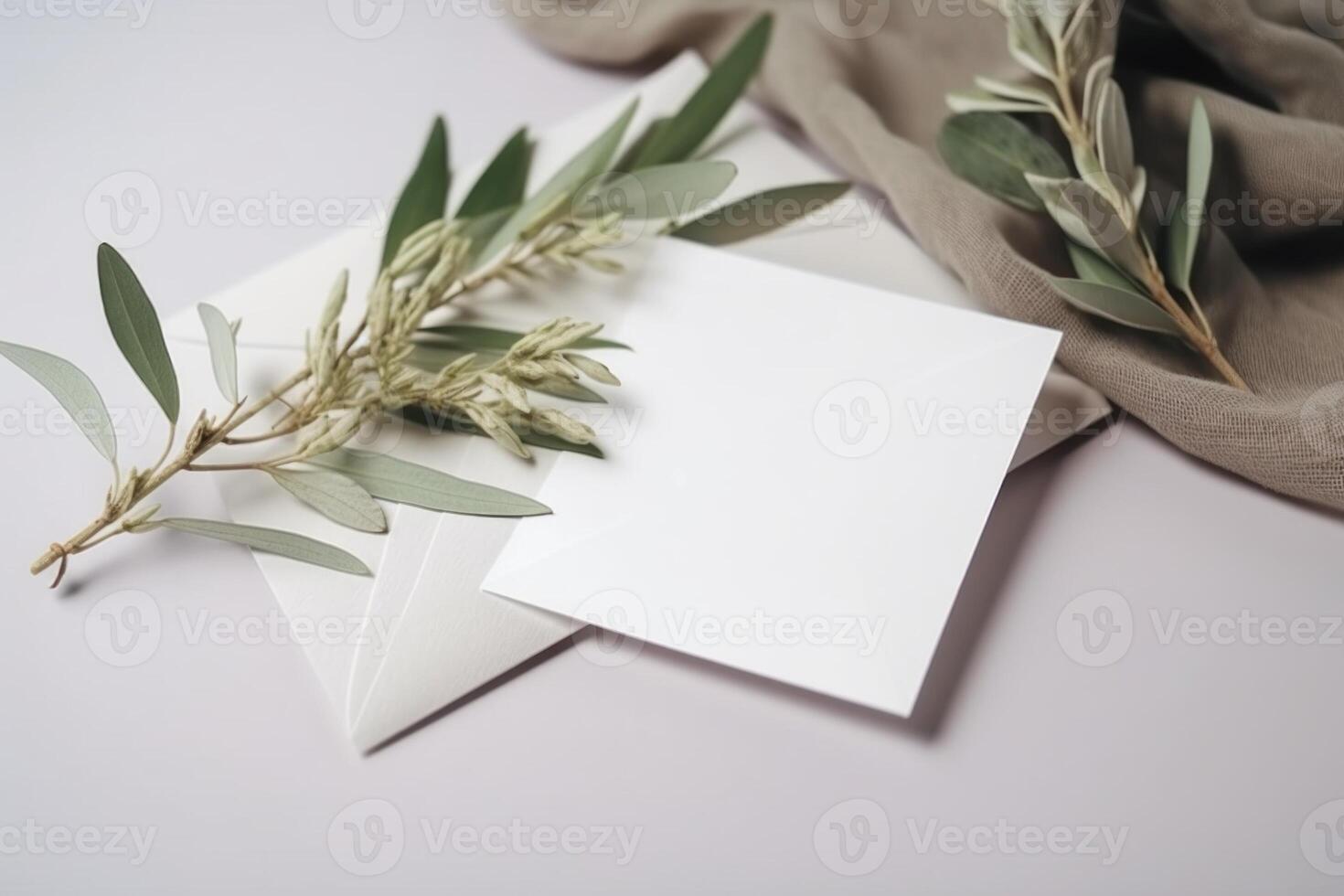 un blanco Boda invitación Bosquejo. generativo ai foto