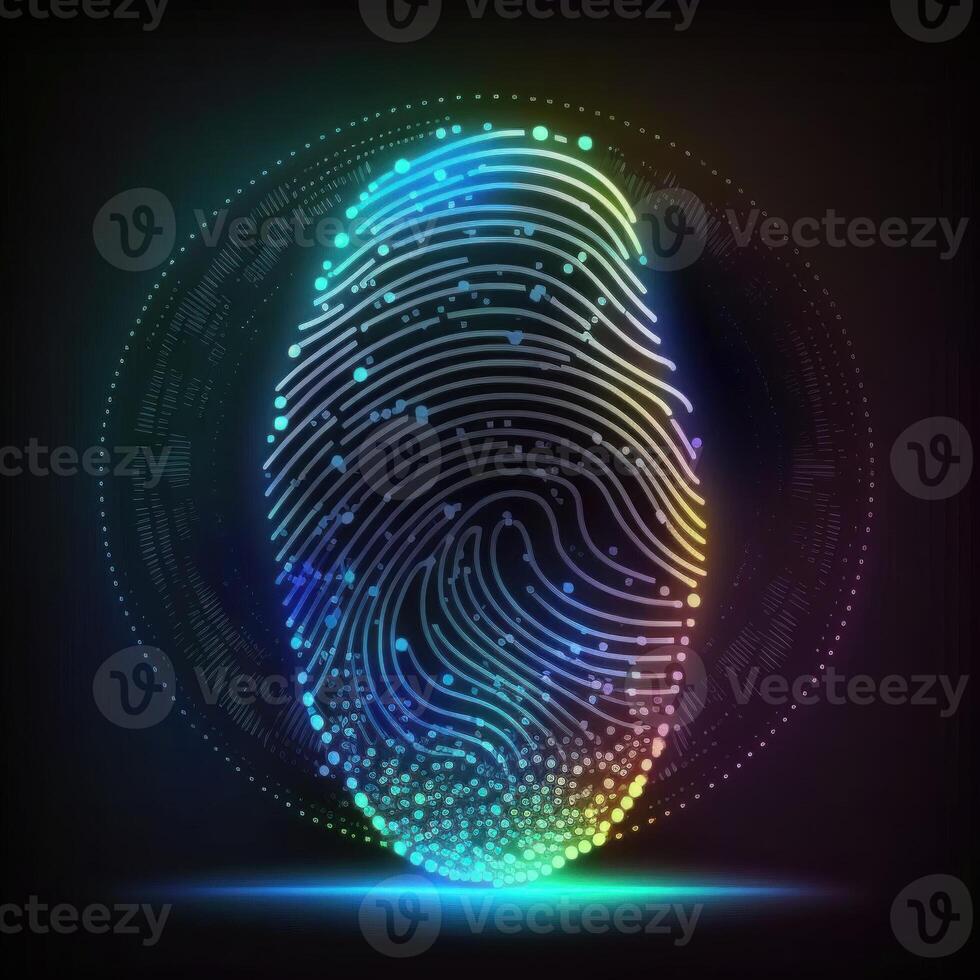 huella dactilar, seguridad acceso con biometría identificación. ,seguridad Internet concepto. ai generado foto