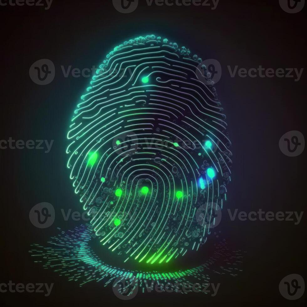Fingerprint, security access with biometrics identification. ,Safety Internet Concept. photo