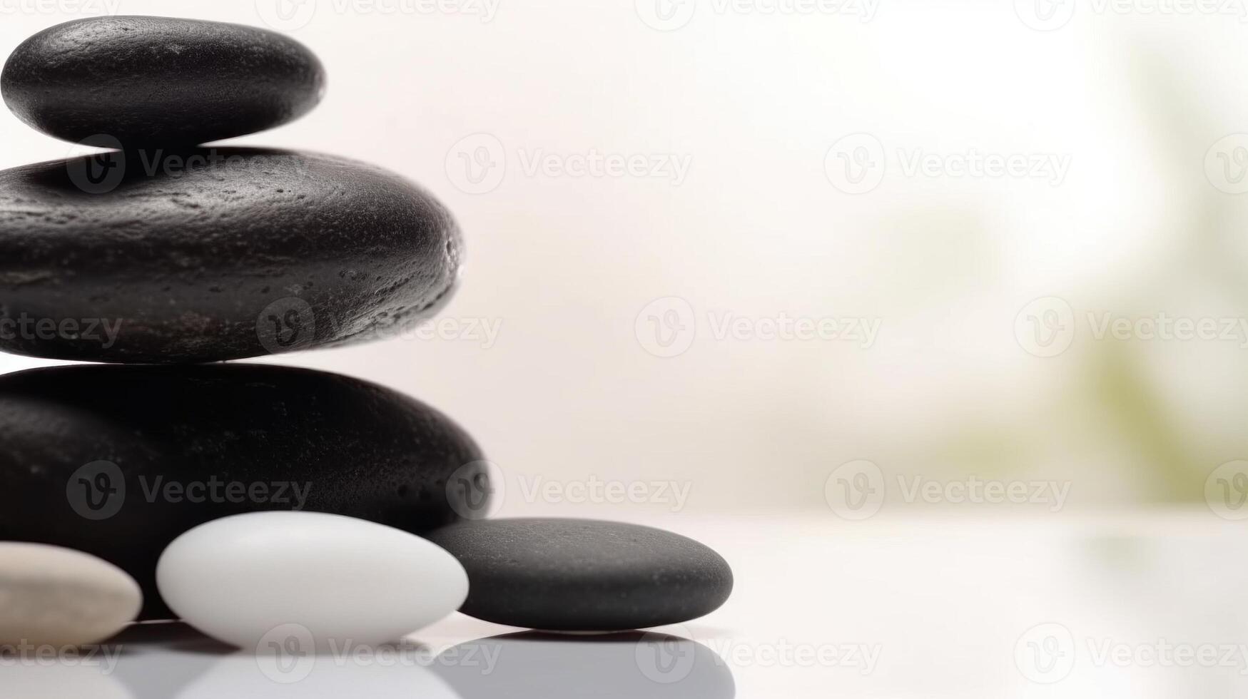 Spa stones on blurred background. photo