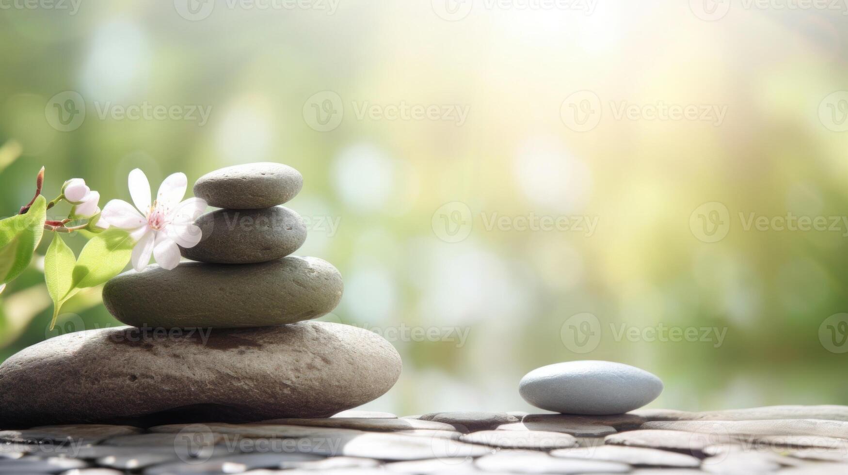 Spa stones on blurred background. photo