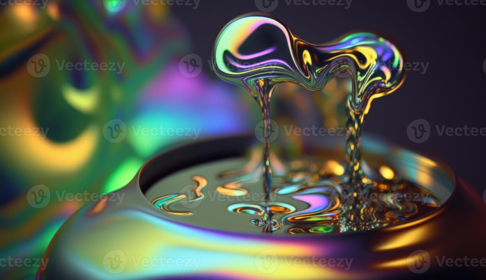 Abstract background, holographic fluid foil, metallic texture. photo