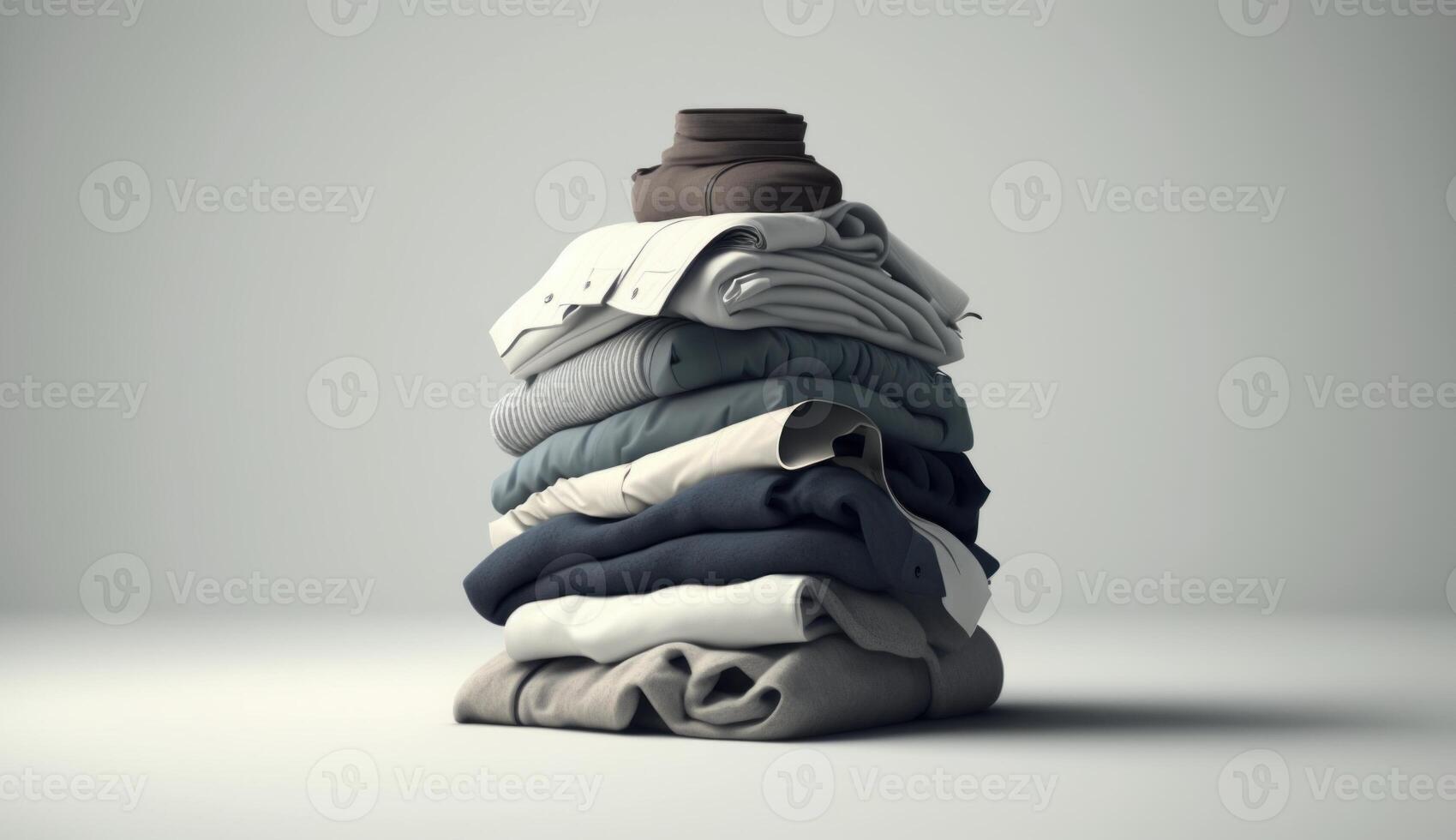 Stack of clothes. A family laundry pile. photo