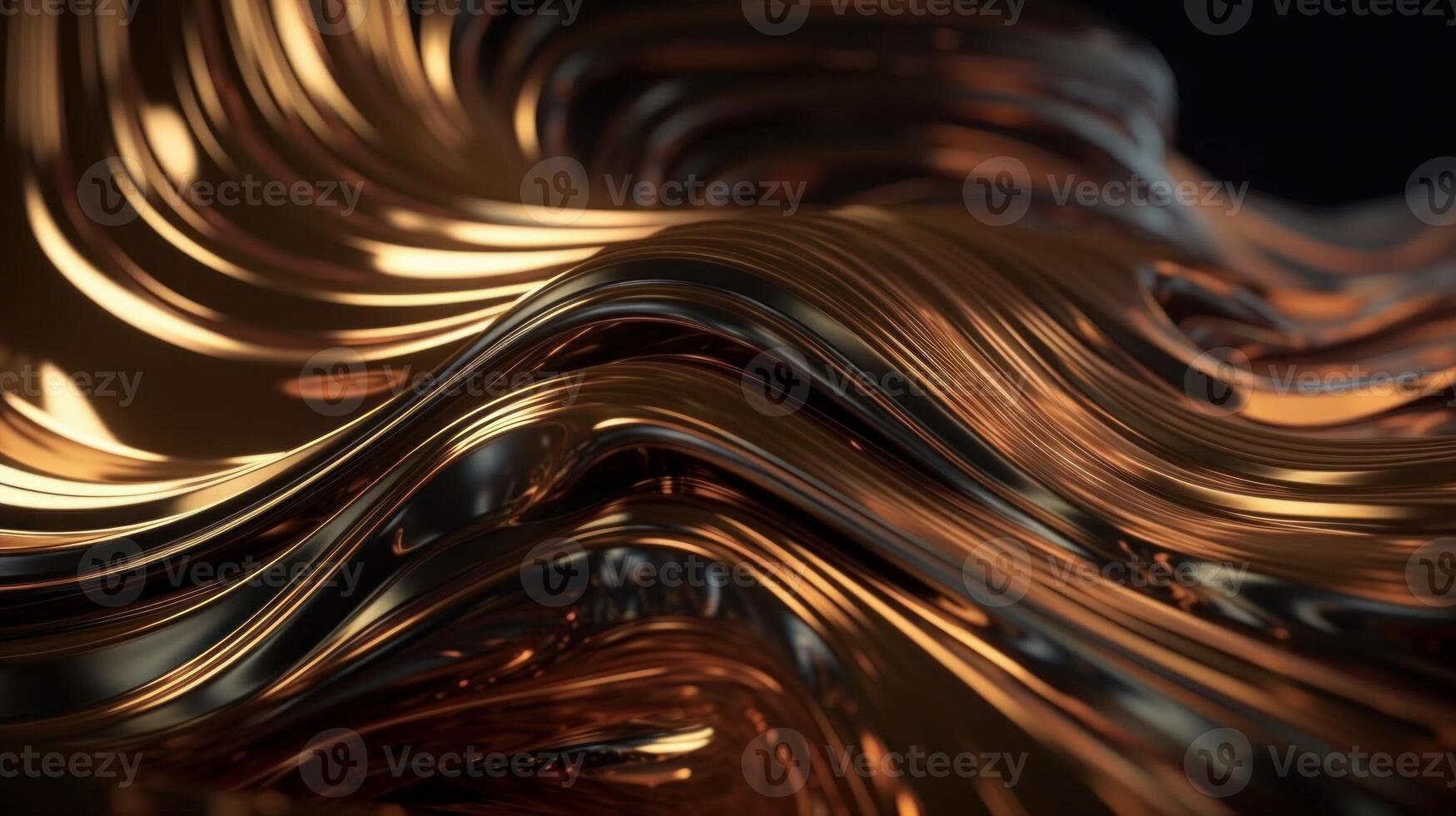 Metallic gold abstract wavy liquid background. photo