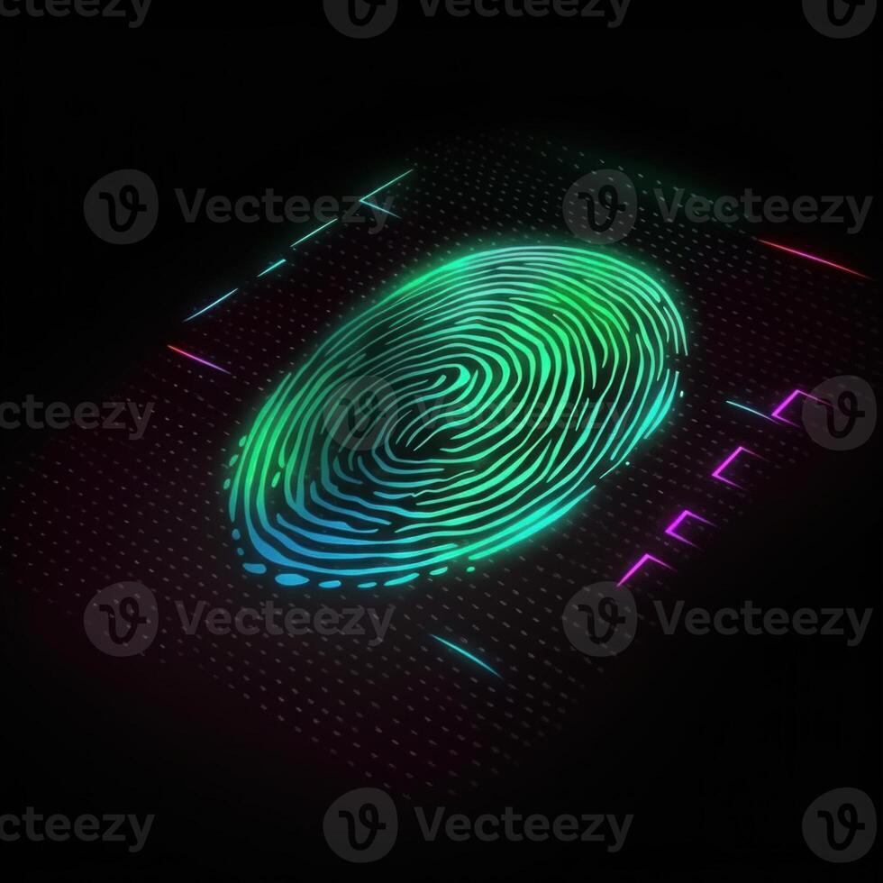 Fingerprint, security access with biometrics identification. ,Safety Internet Concept. photo