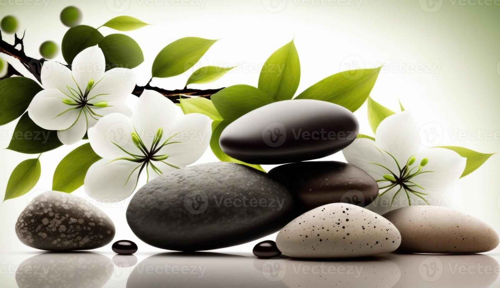 Spa stones on blurred background. photo