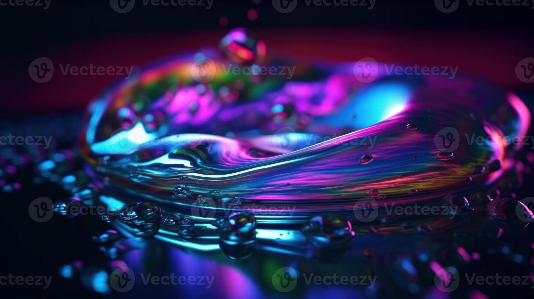 Abstract background, holographic fluid foil, metallic texture. photo