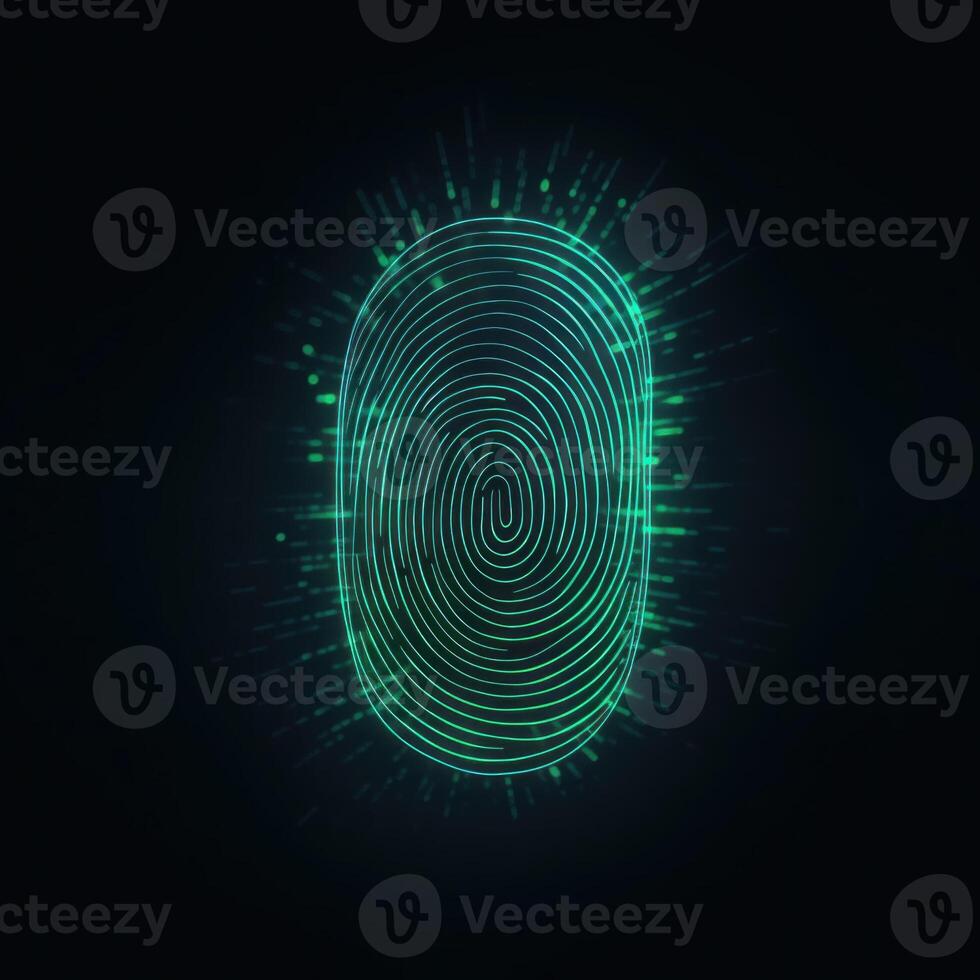 Fingerprint, security access with biometrics identification. ,Safety Internet Concept. photo