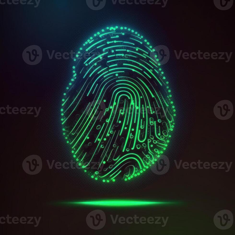 Fingerprint, security access with biometrics identification. ,Safety Internet Concept. photo