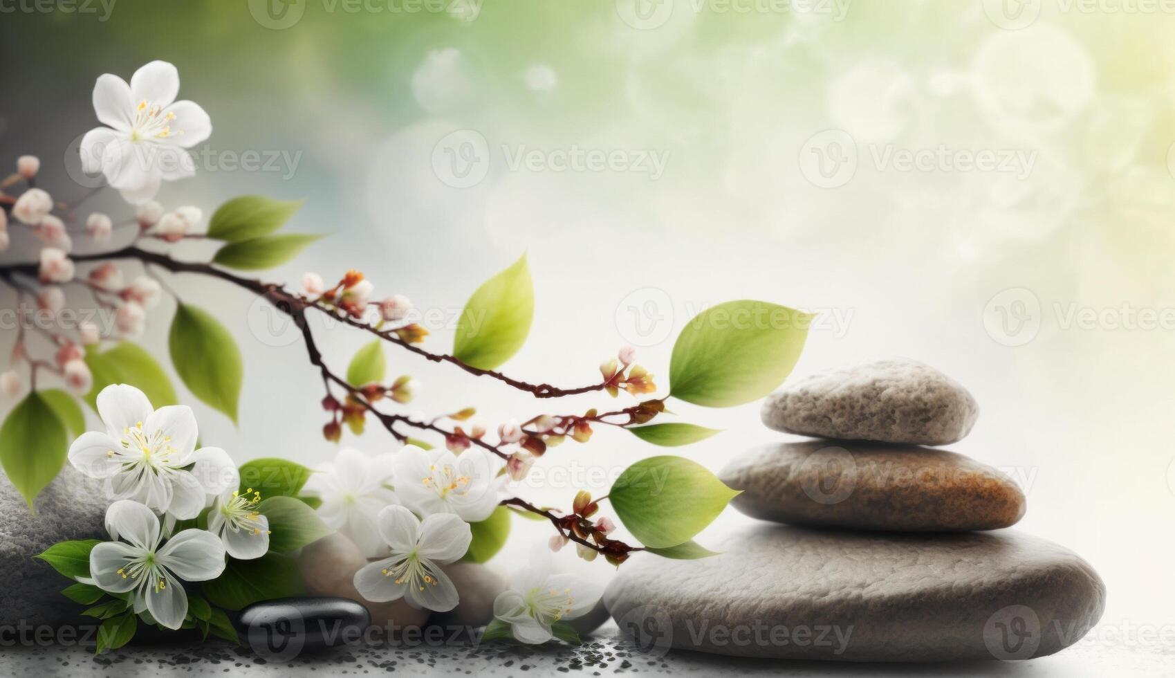 Spa stones on blurred background. photo