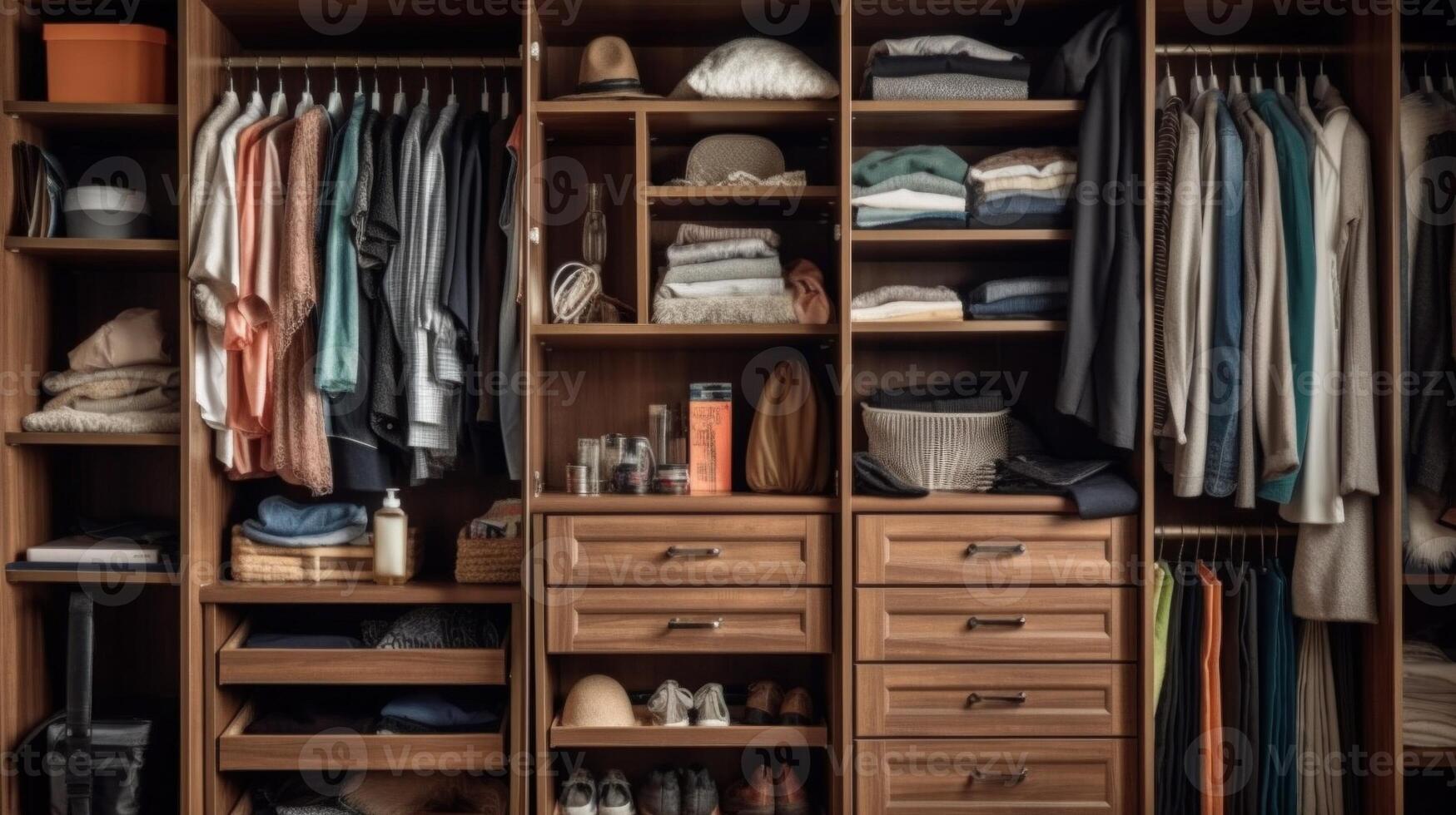 Organized Chaos Inside a Modern Closet. photo