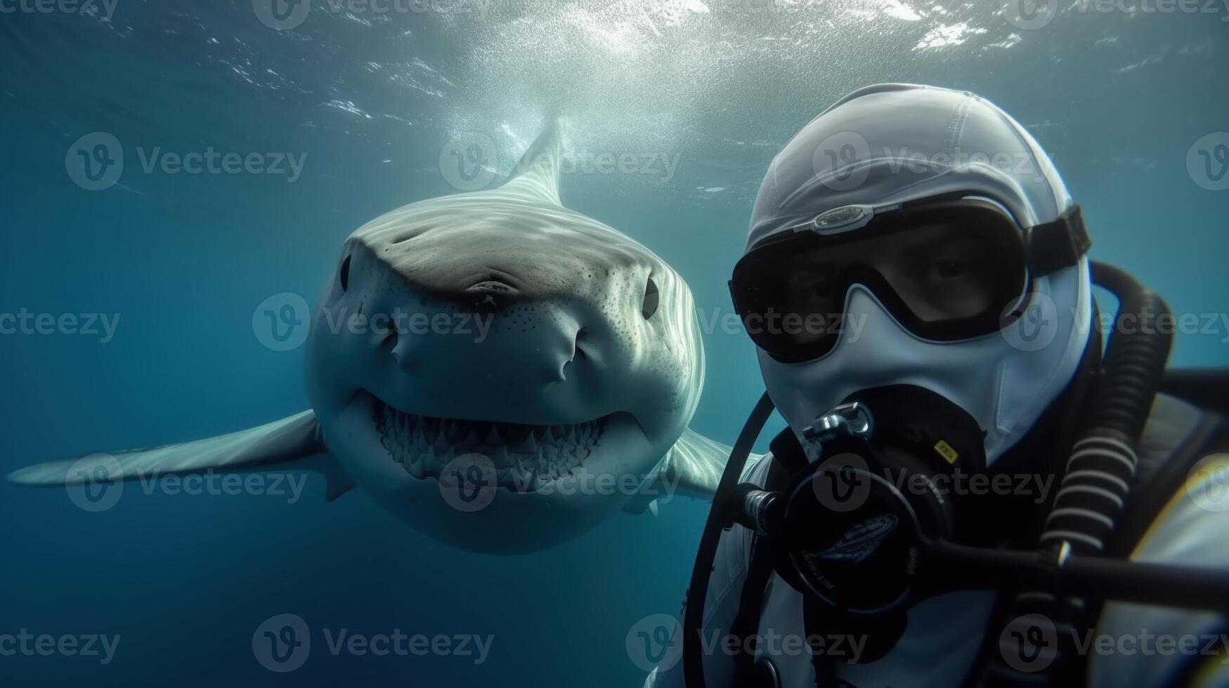 Diver's Selfie Captures Heart-Pumping Moment Before Encounter with Shark. photo