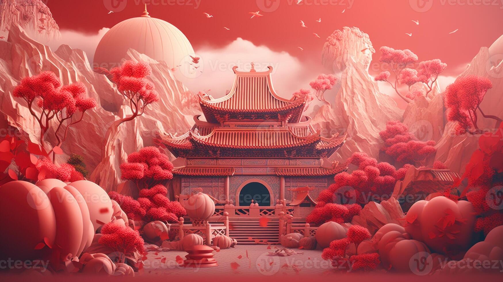 Vivid and Vibrant 3D Chinese Illustration. photo