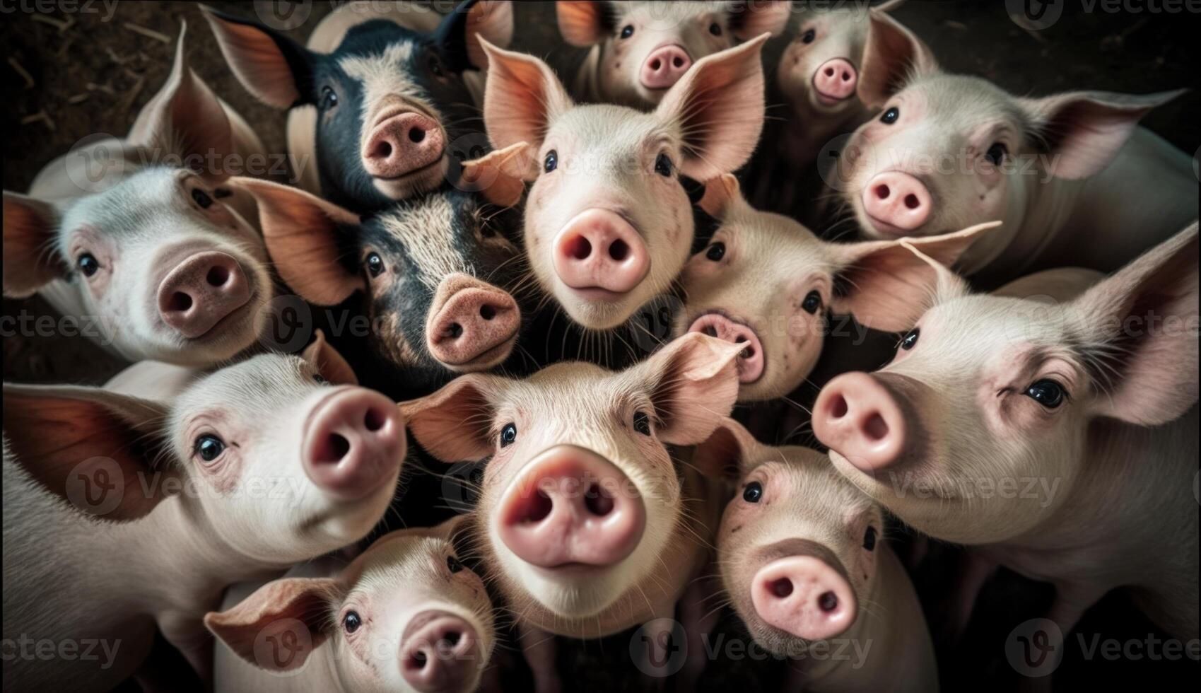 Group of pigs in farm yard. 22335373 Stock Photo at Vecteezy