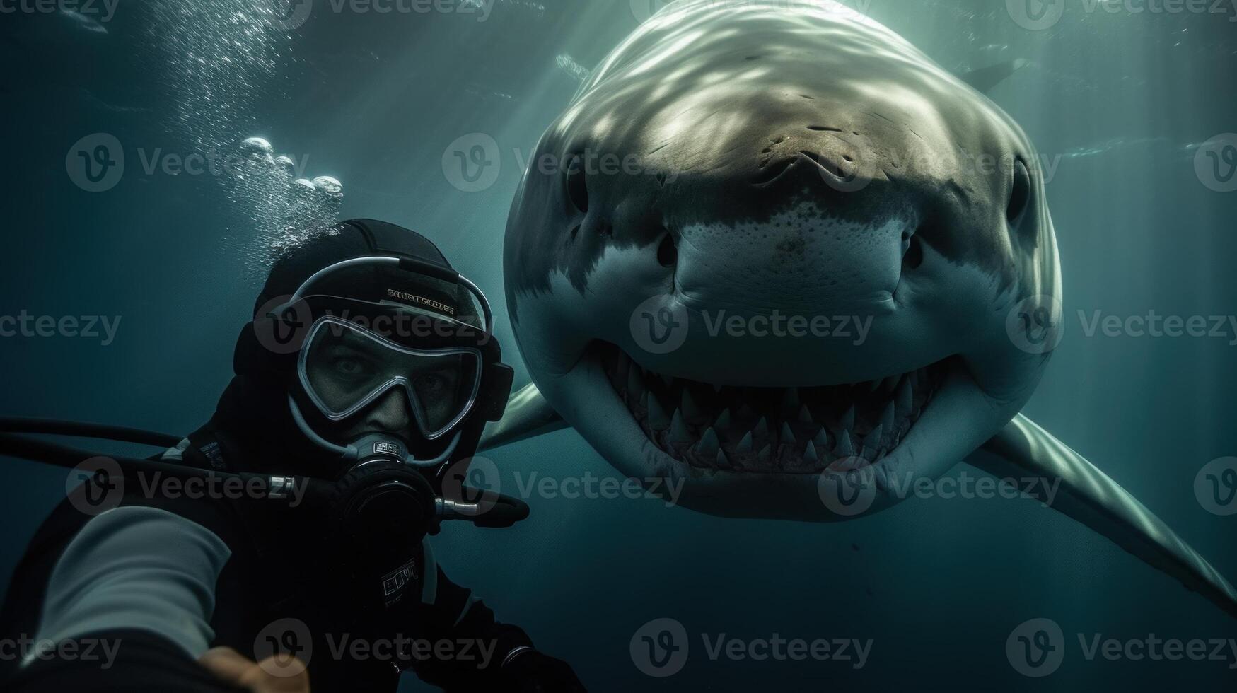 Diver's Selfie Captures Heart-Pumping Moment Before Encounter with Shark. photo