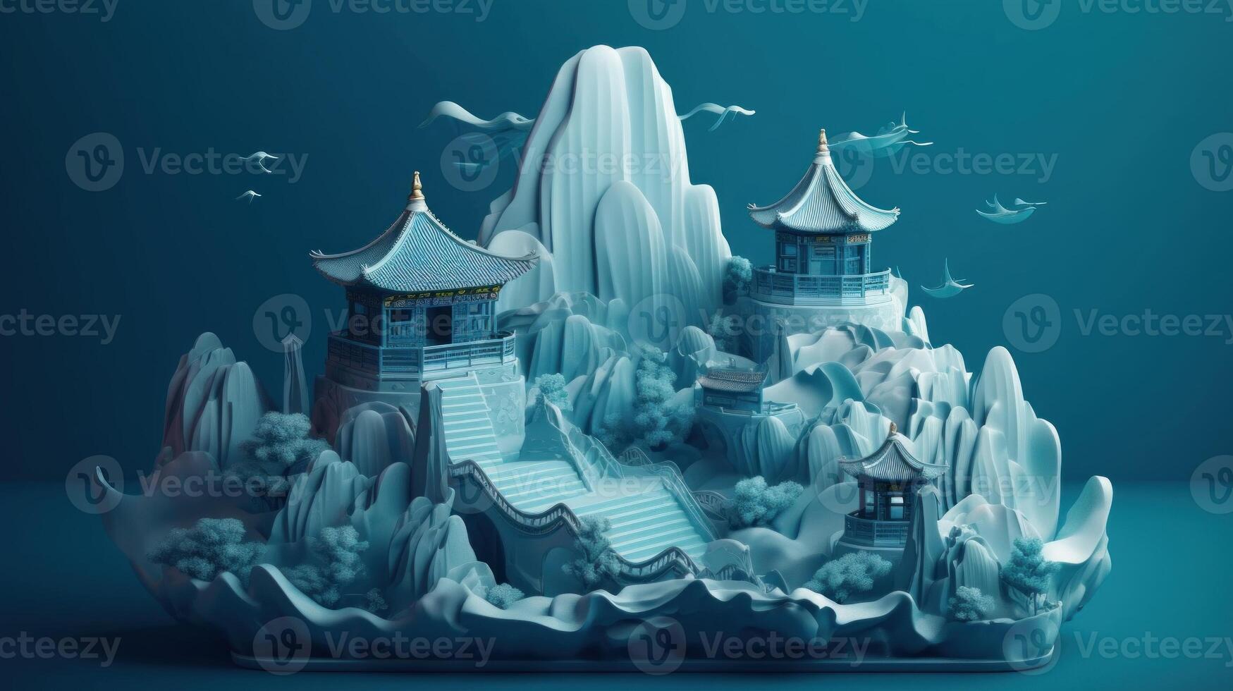 Vivid and Vibrant 3D Chinese Illustration. photo