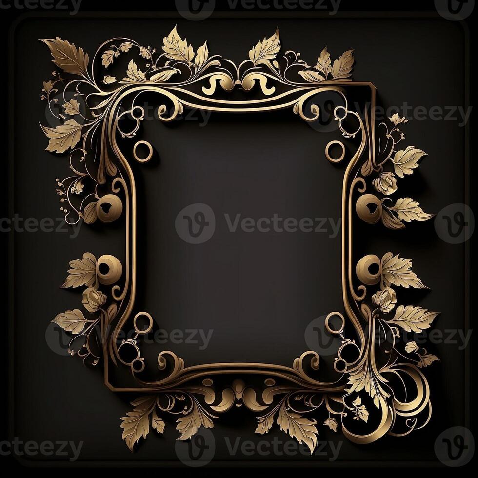 Frame Border Vintage Style to The Present Black Background - photo