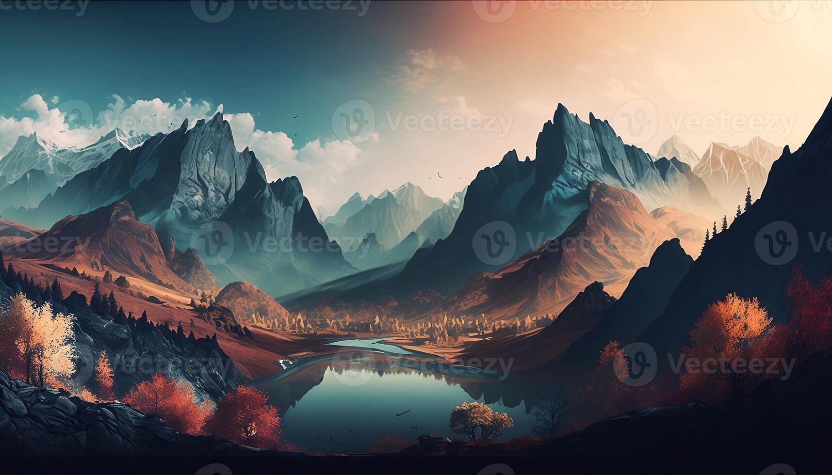 Lanscape Panoramic View of The Mountains Aesthetic Background ...