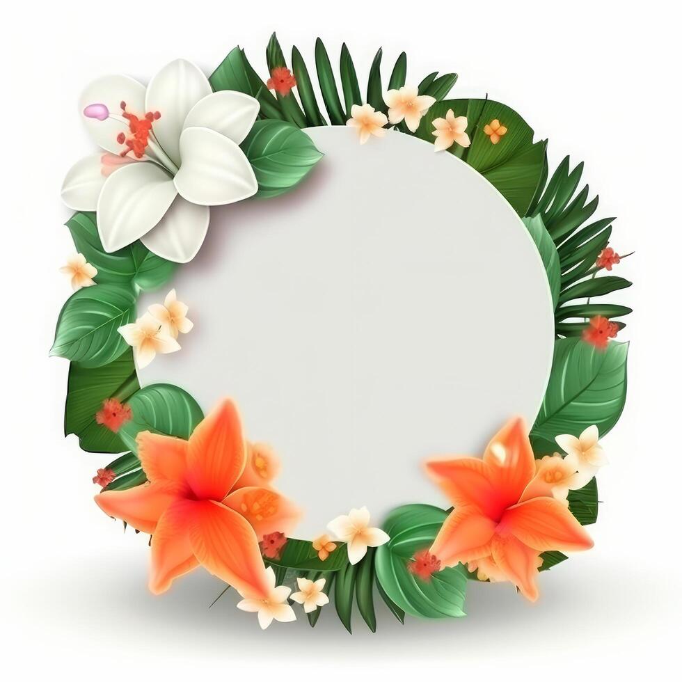 Tropical flower frame. Illustration photo