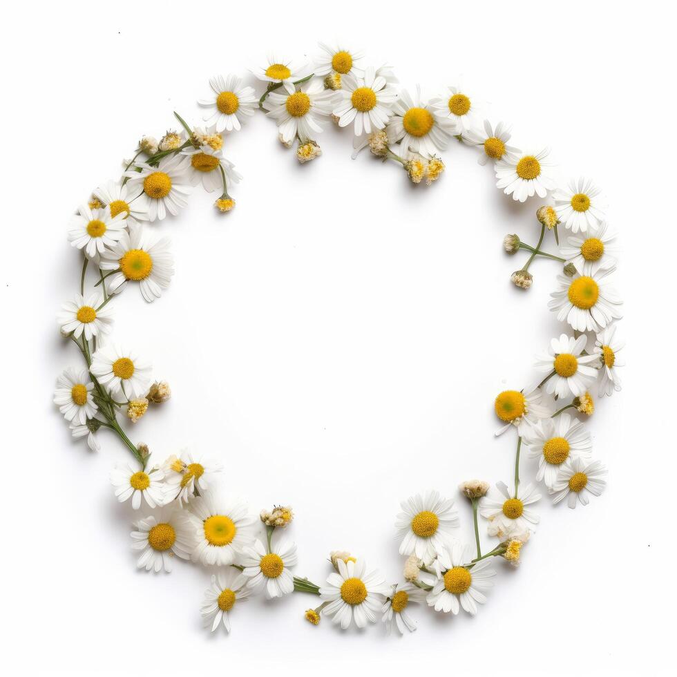 Circle chamomile frame. Illustration photo