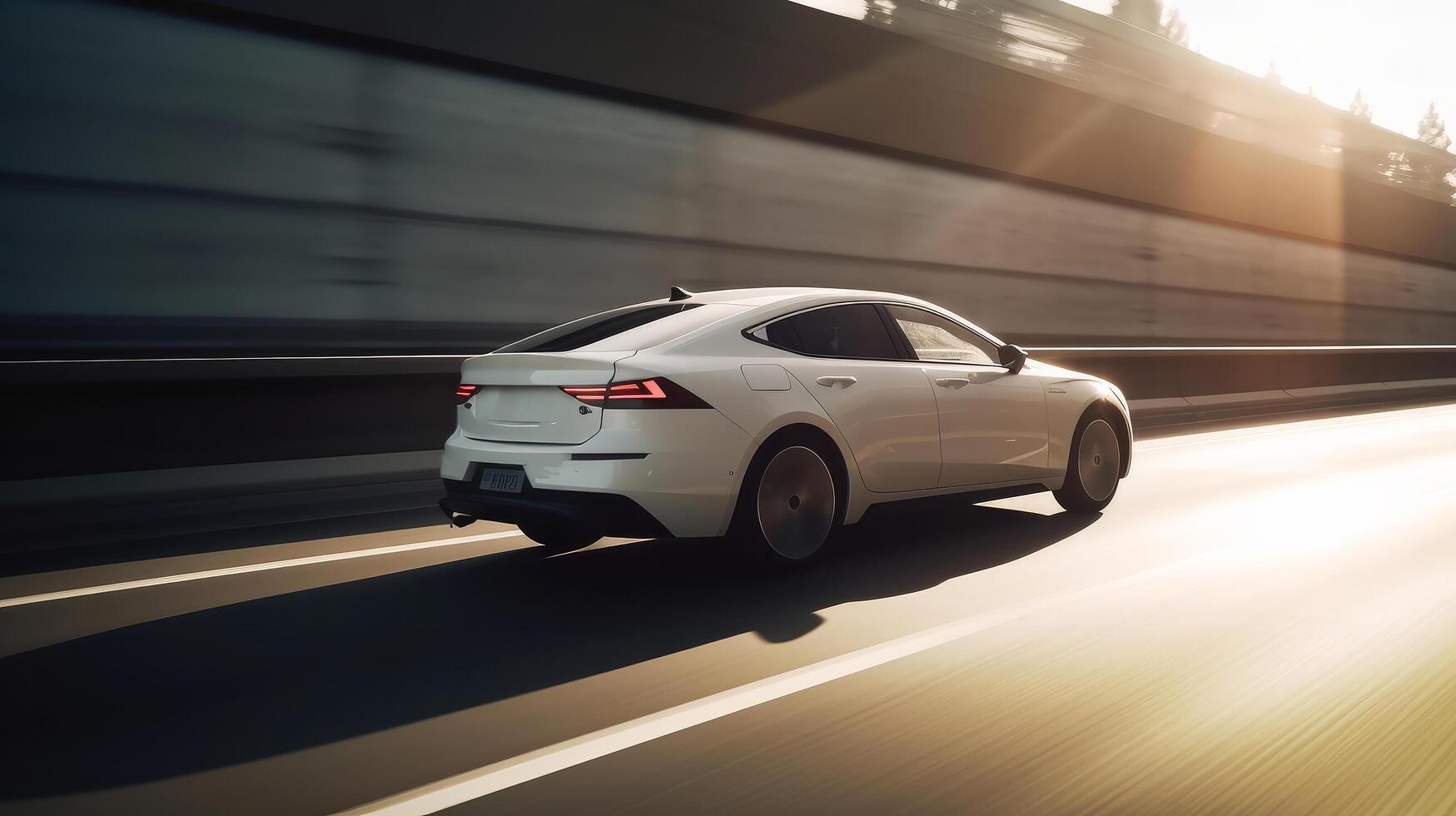 White speed car on road. Illustration photo