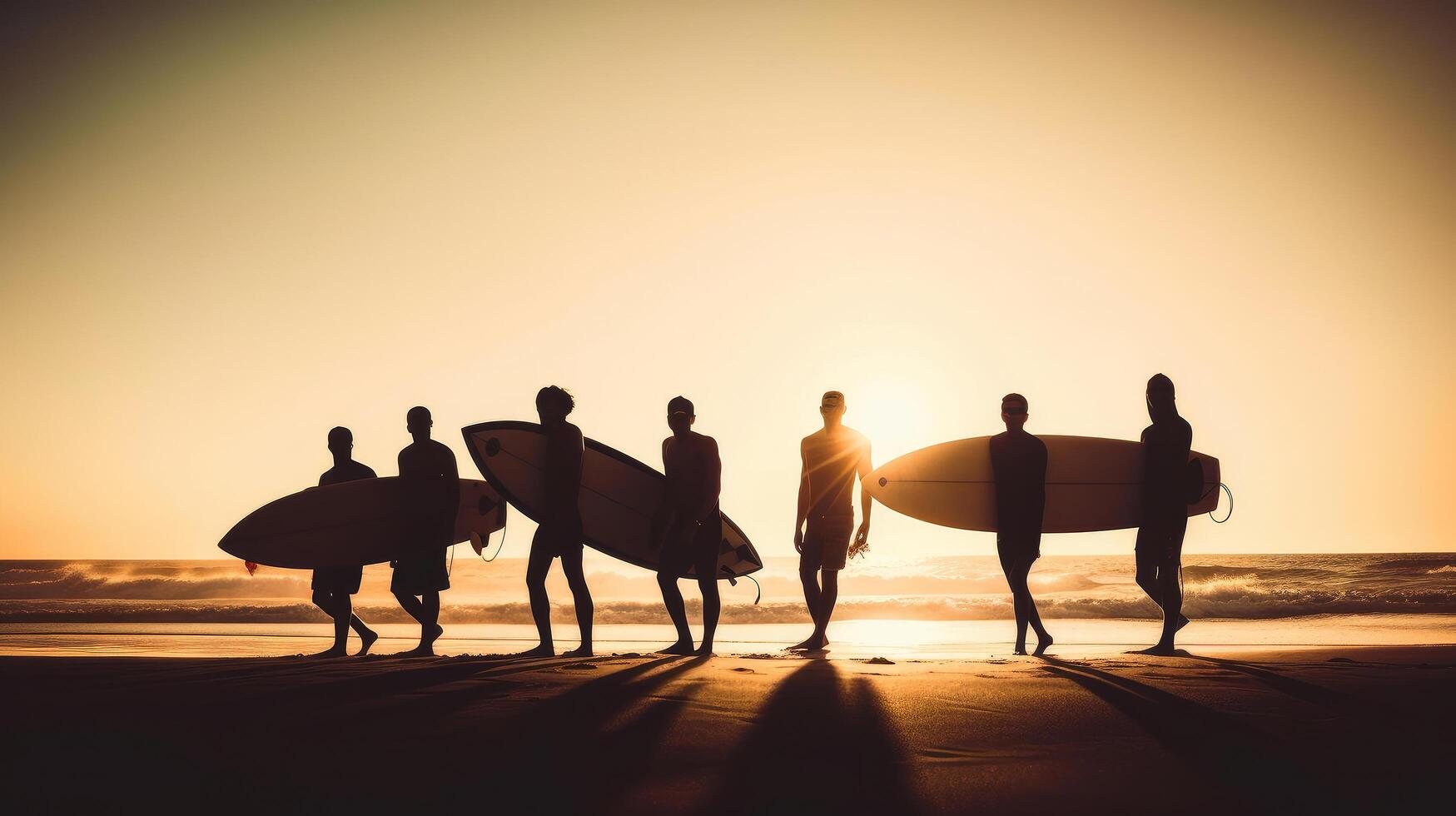 Summer background with surfers. Illustration photo