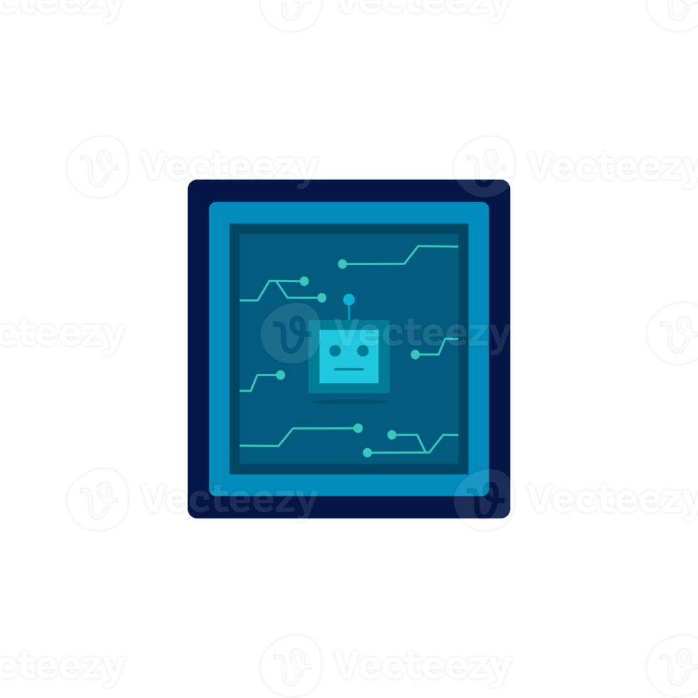 ai processore piatto icona. ai microchip digitale e tecnologia concetto. png