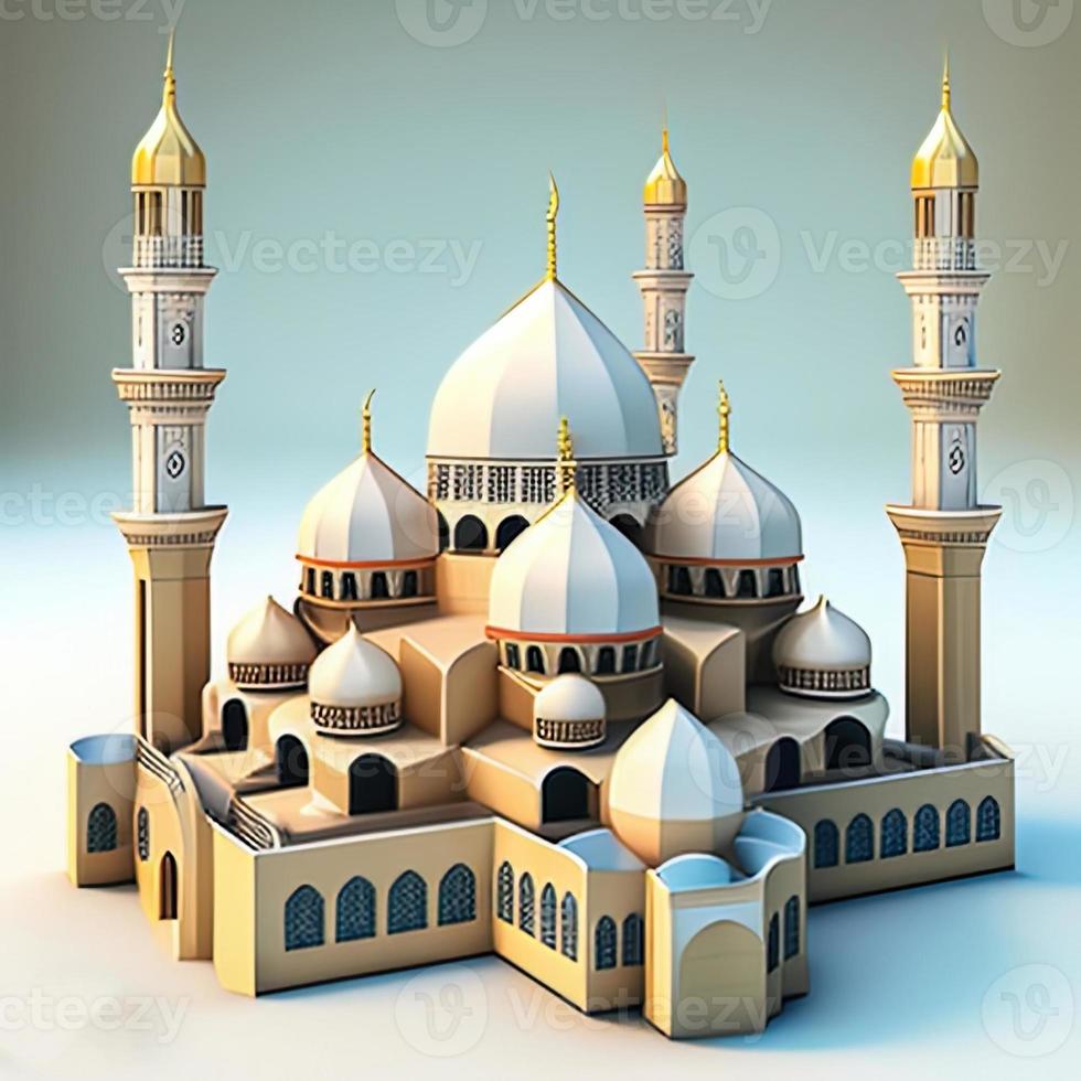 Muslim Islamic mosque . Background with a Mosque in honor of the celebration of Ramadan Kareem  Ai generative art photo