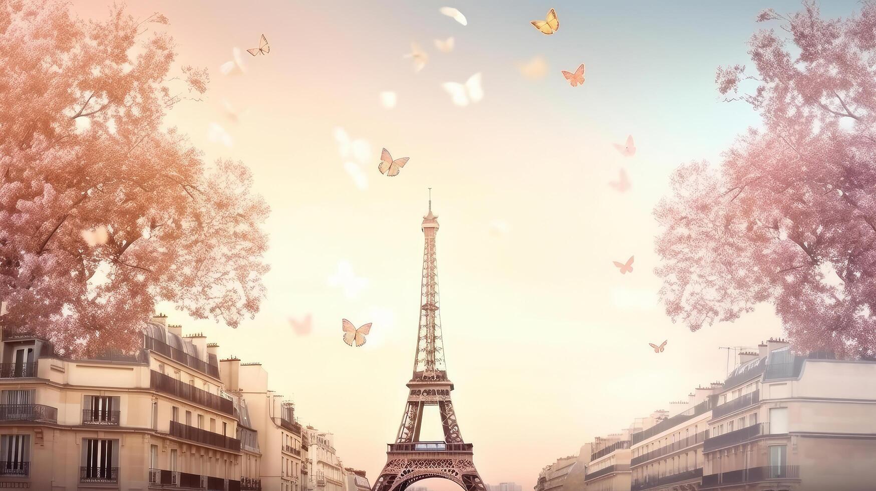 París romántico antecedentes. ilustración ai generativo foto