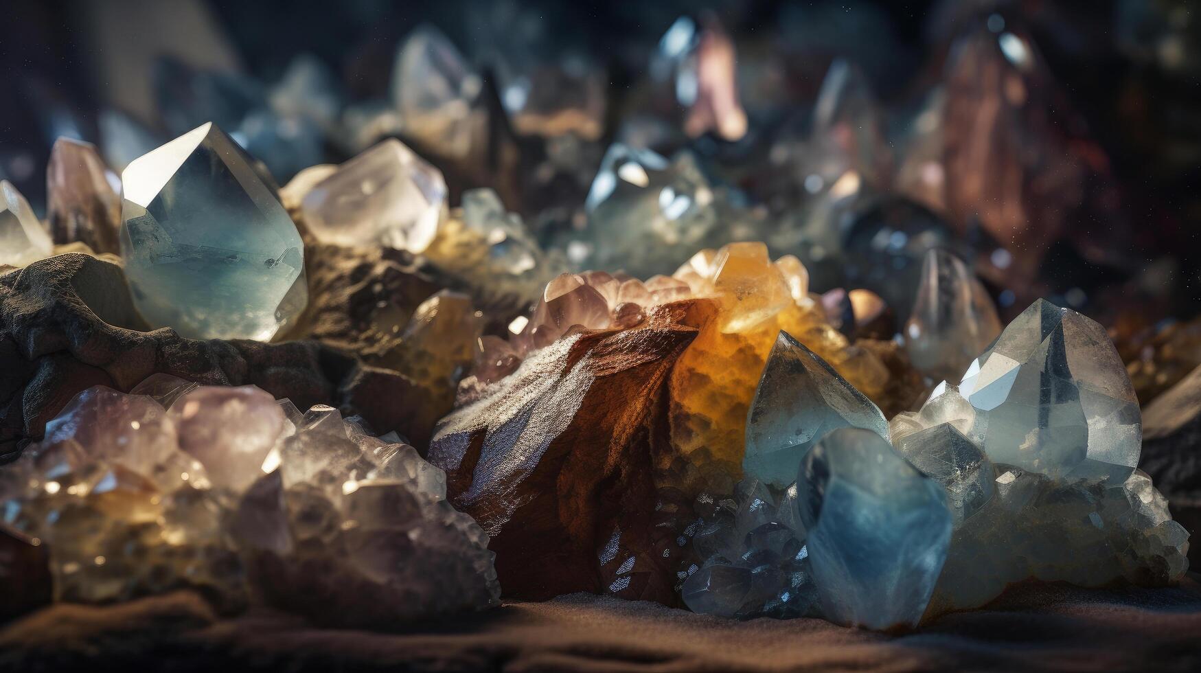 Crystals and minerals. Illustration photo