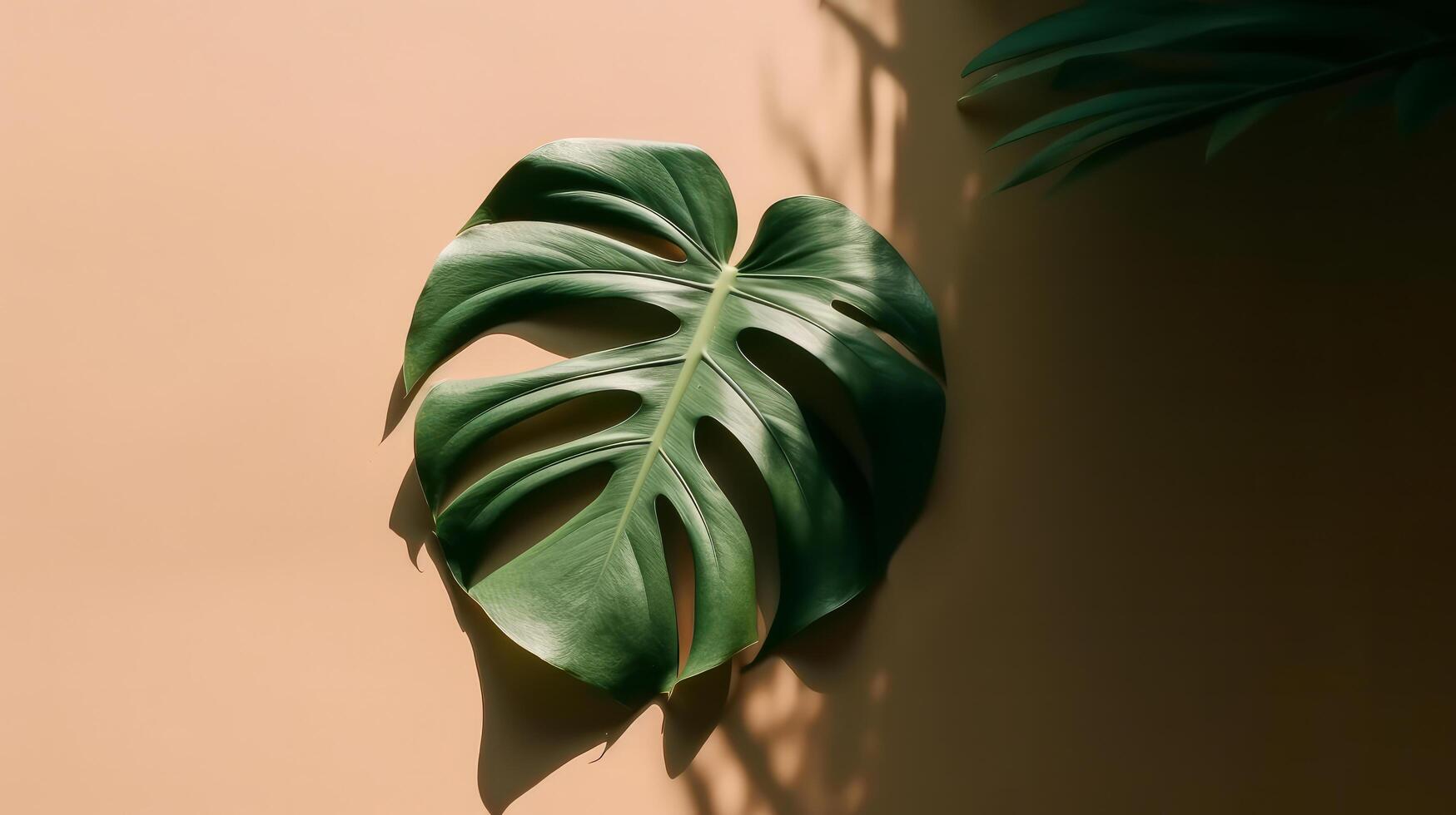 Monstera leaf. Shadow background. Illustration photo