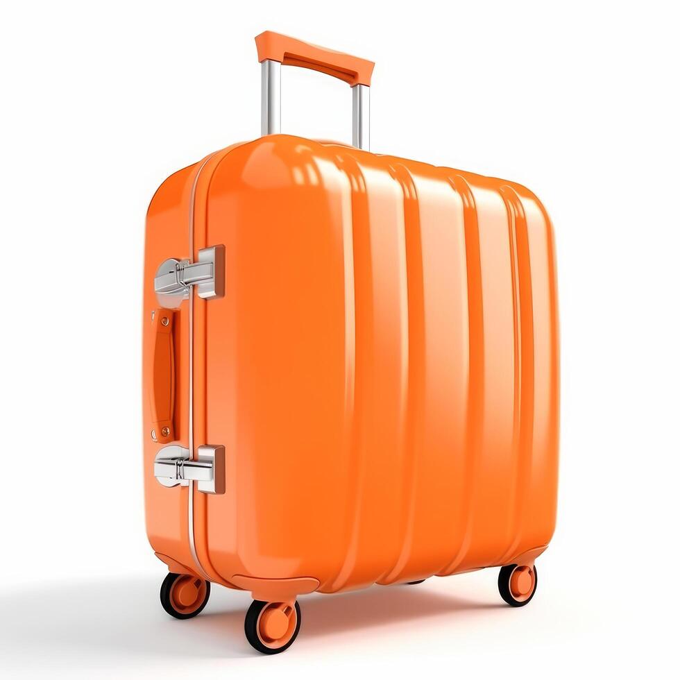 Orange suitcase isolated. Illustration photo