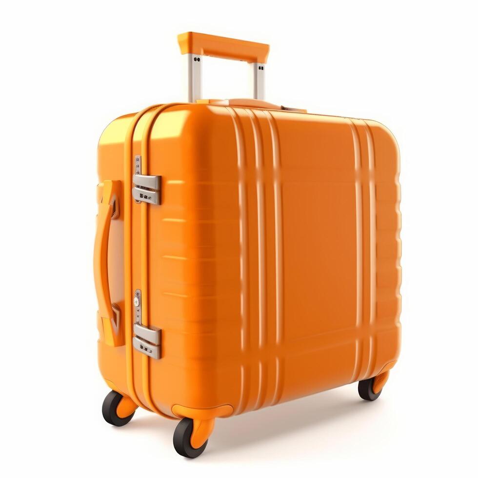 Orange suitcase isolated. Illustration photo