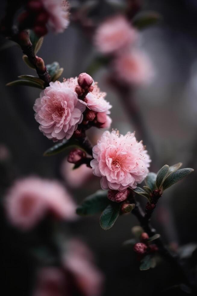 Pink flowers on tree. Illustration photo