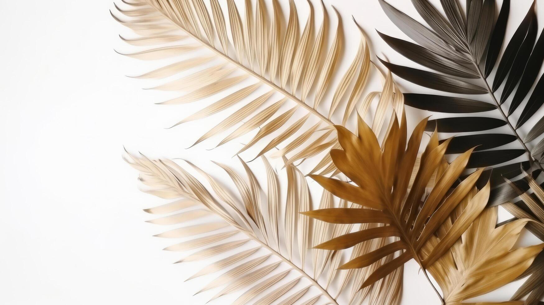 Golden tropical leaves. Illustration photo