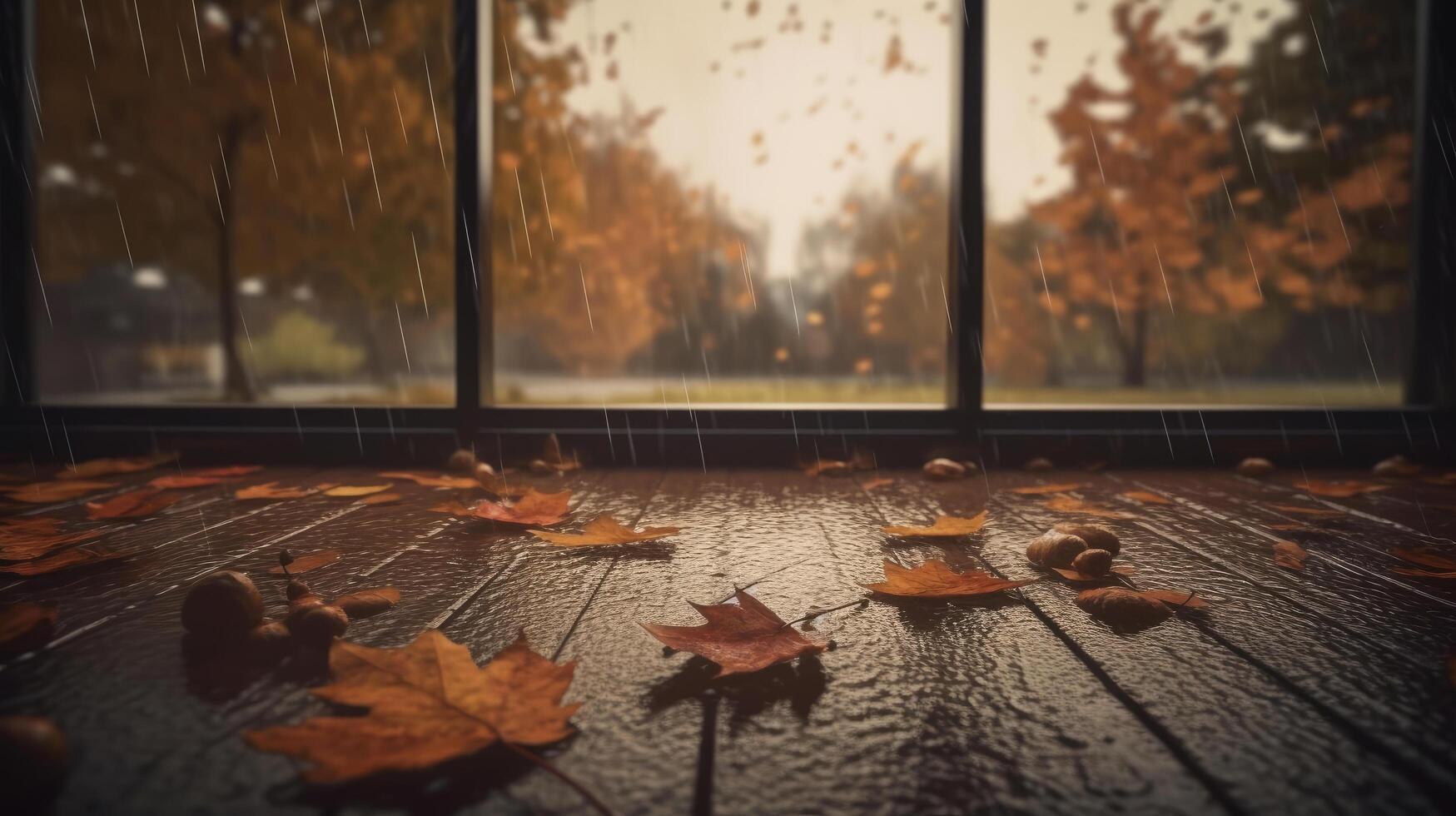 otoño lluvioso antecedentes. ilustración ai generativo foto