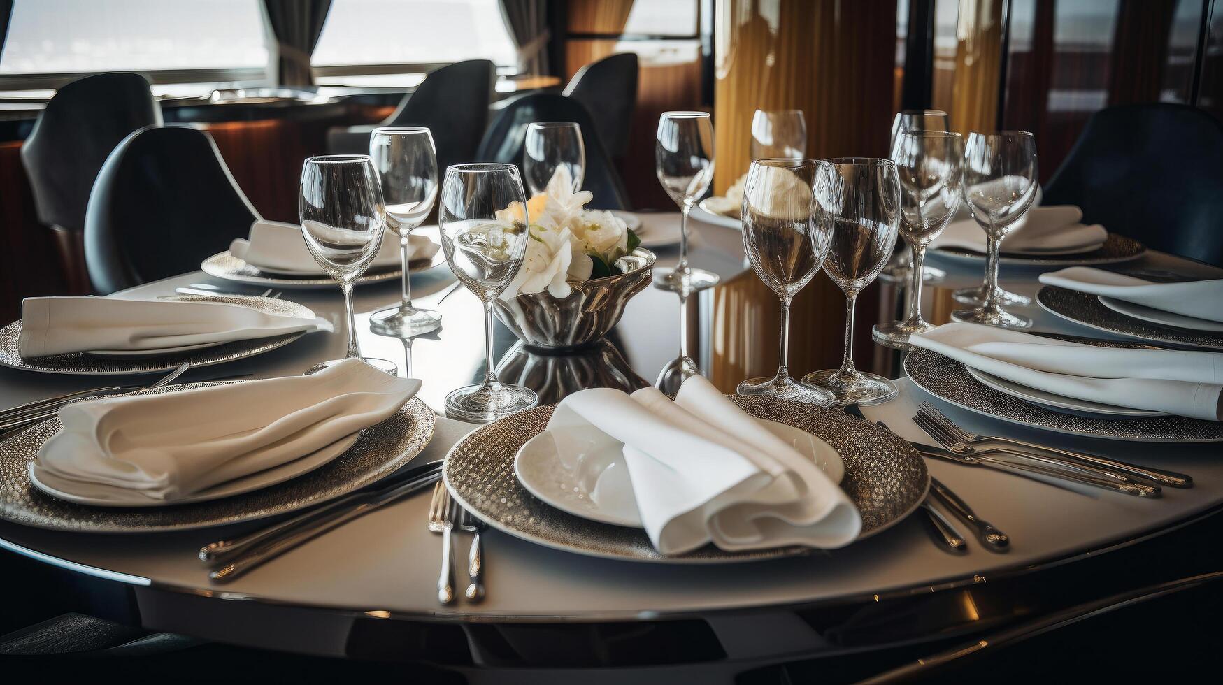 Laid table in a restaurant Illustration photo