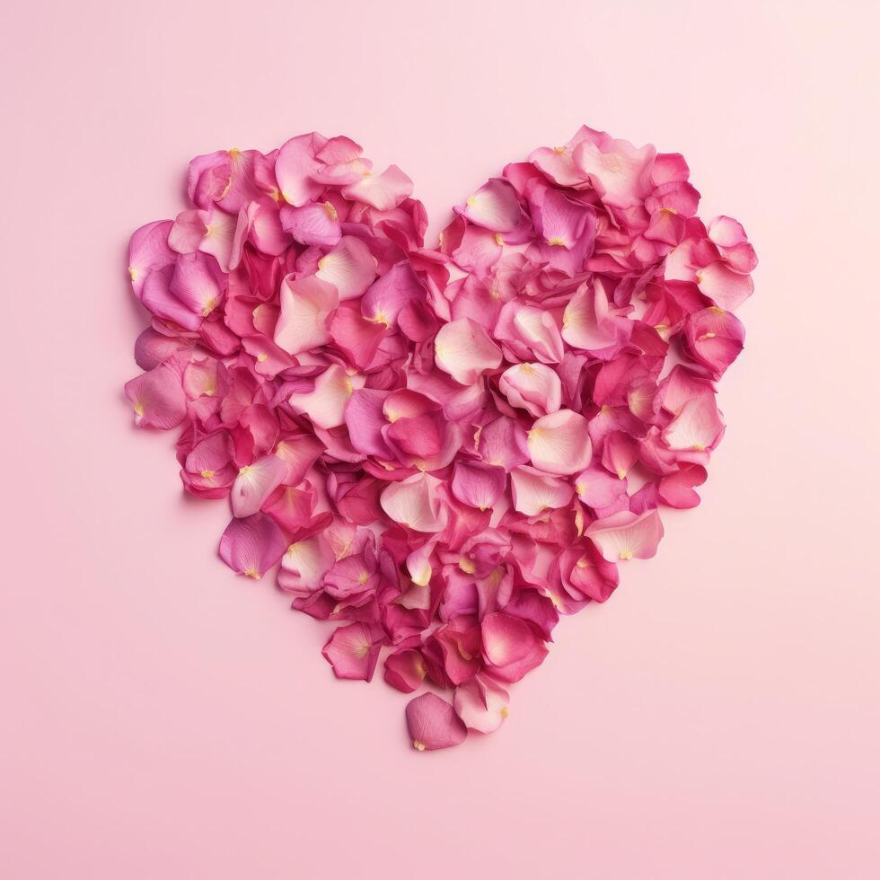 Heart from rose petals. Illustration AI Generative photo