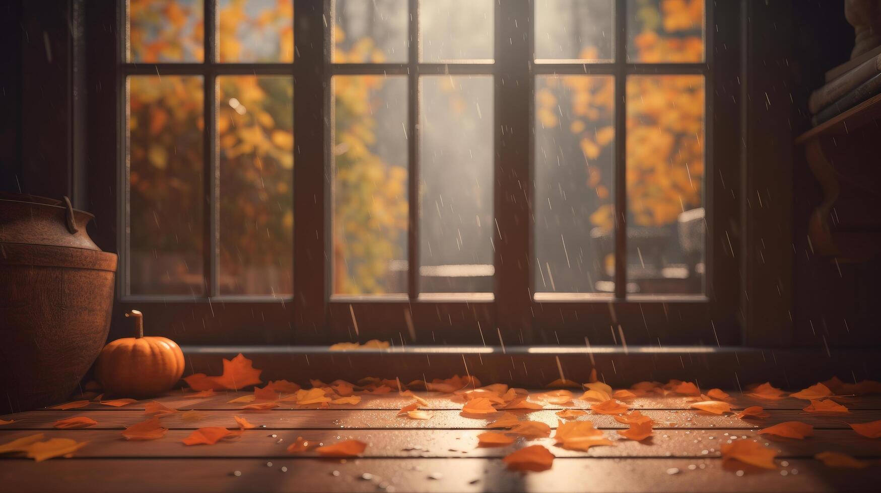 Autumn rainy background. Illustration photo