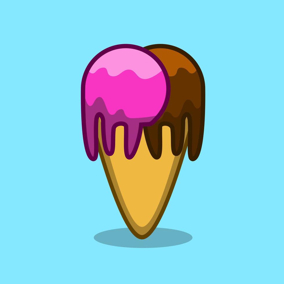 chocolate and strawberry ice cream illustration design for logo. vector