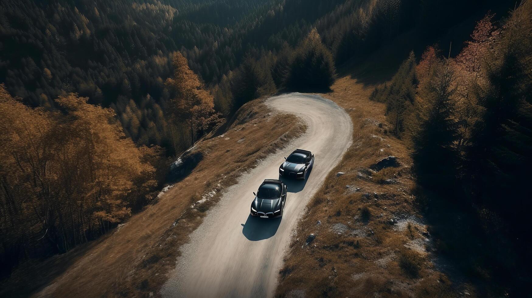 ar driving on a mountain road. Illustration photo