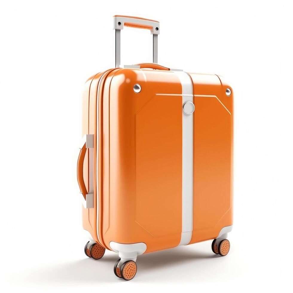 Orange suitcase isolated. Illustration photo