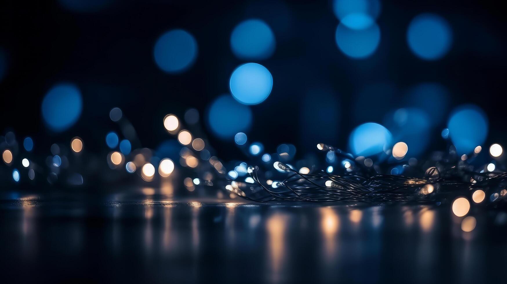 Blue bokeh lights background. Illustration photo