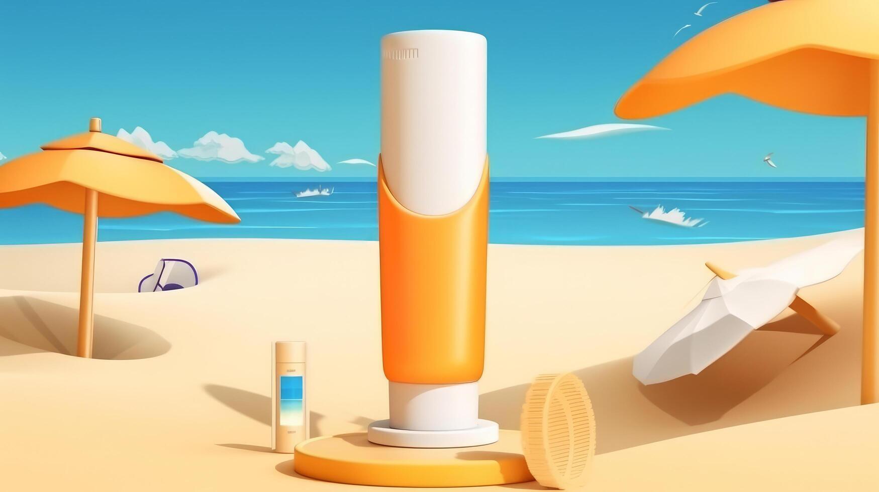Sunscreen on the beach Illustration photo