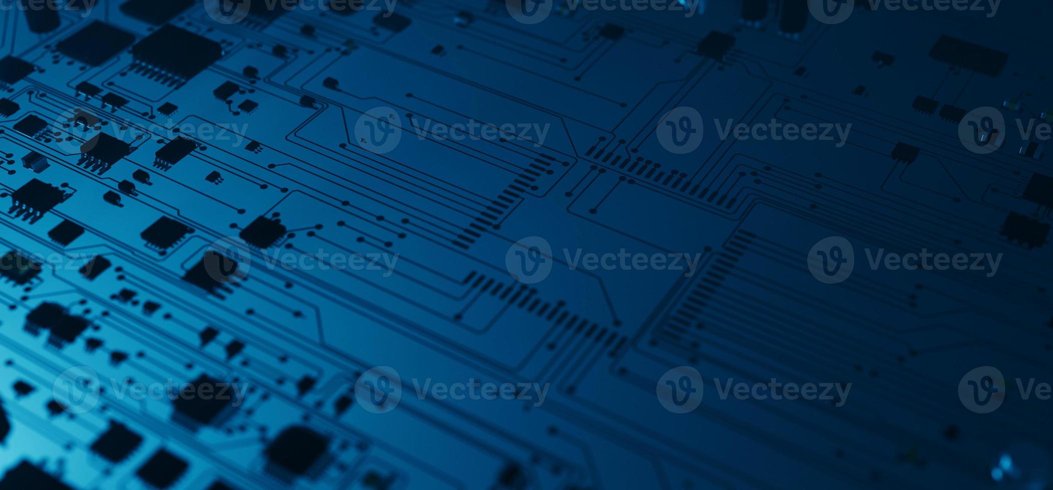 the variety of different types of chips and electronic components on the printed circuit board photo