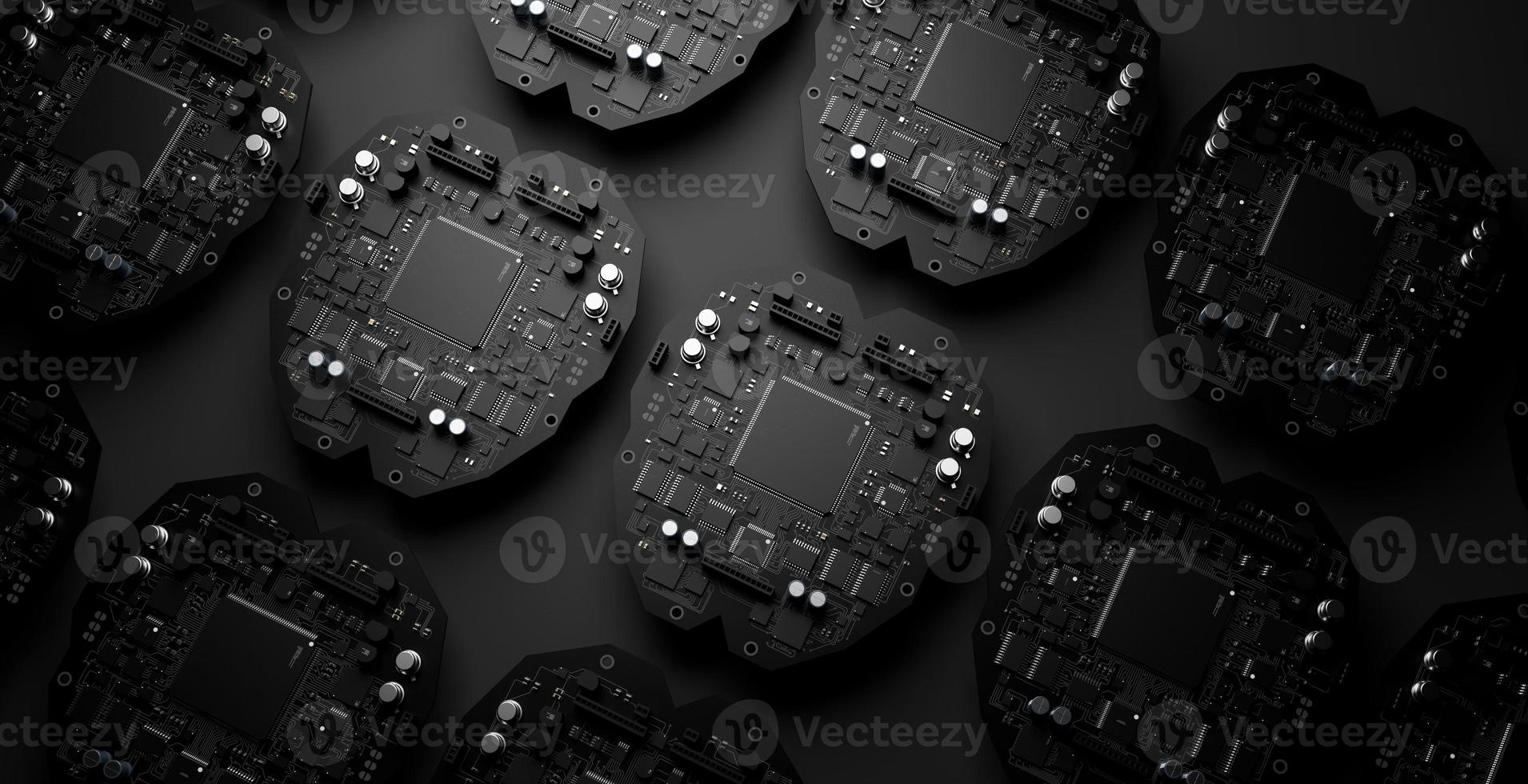 the variety of different types of chips and electronic components on the printed circuit board photo